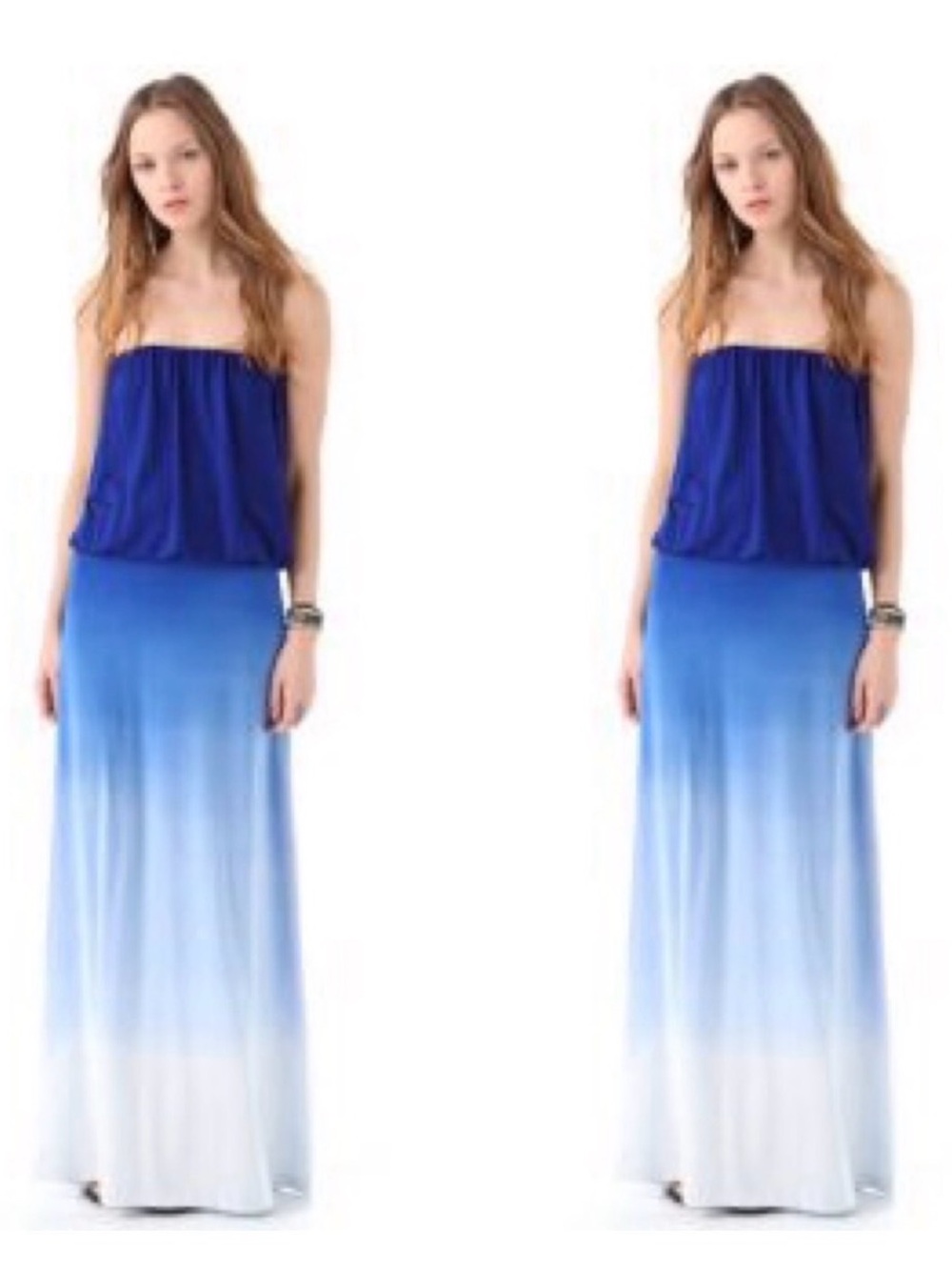 Young Fabulous & Broke Blue Ombre Strapless Maxi Dress XS